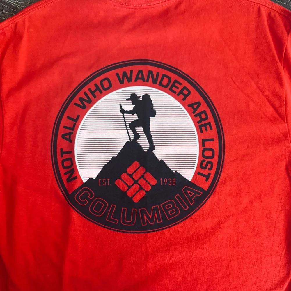 Columbia Sportswear Company Men’s Red NWT “Not All Who Wonder Are Lost” Size L - Picture 5 of 6
